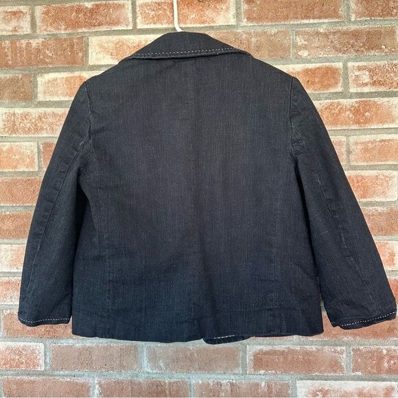 Talbots Denim Crop One Button Blazer Jacket Women’s 8 Dark Wash Blue - Picture 6 of 8